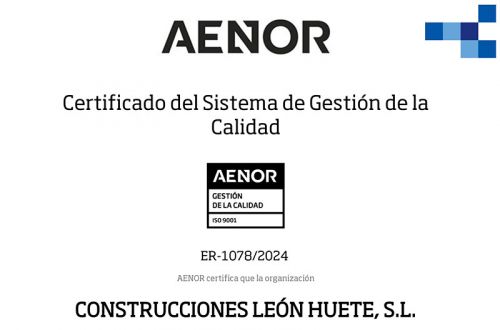 Certificado AENOR ISO 9001 Certificado AENOR ISO 9001
